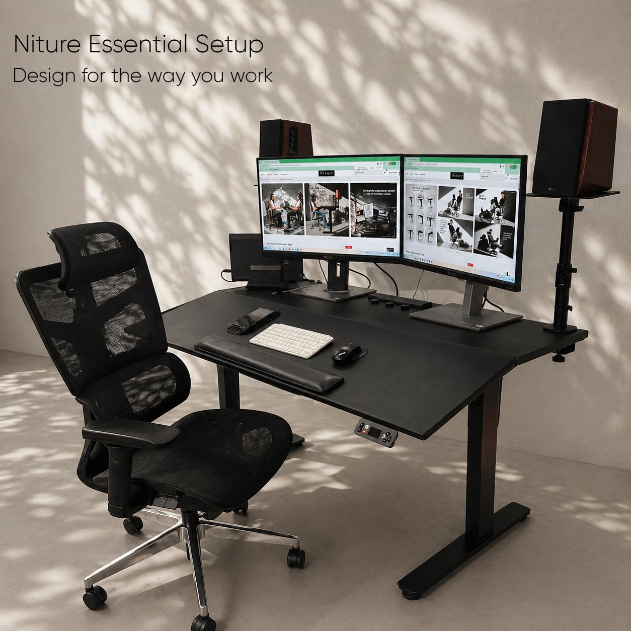 Niture essential bundle tilt desk and pillo lite chair