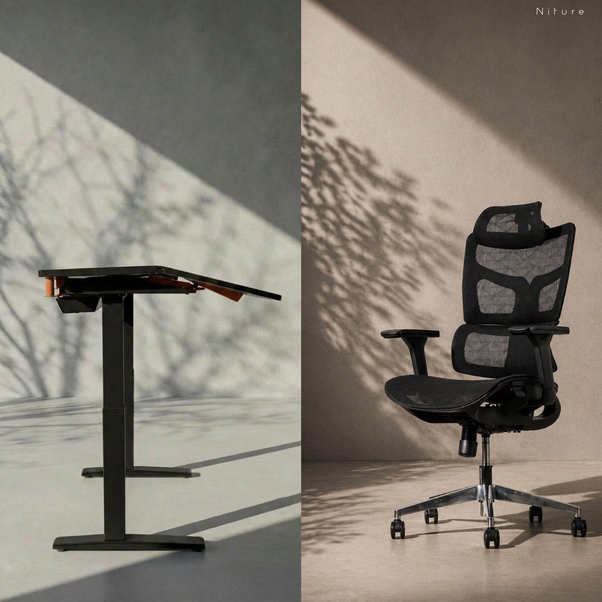 The essential bundle tilt desk with pillo lite chair