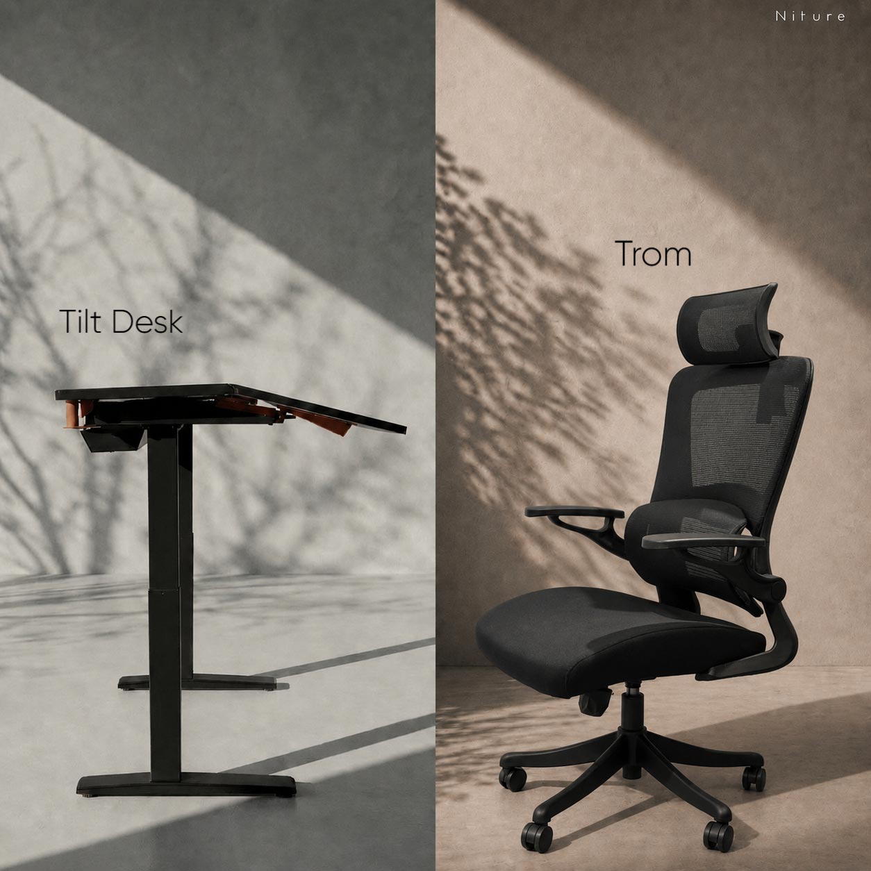 Niture entry bundle tilt desk with trom chair