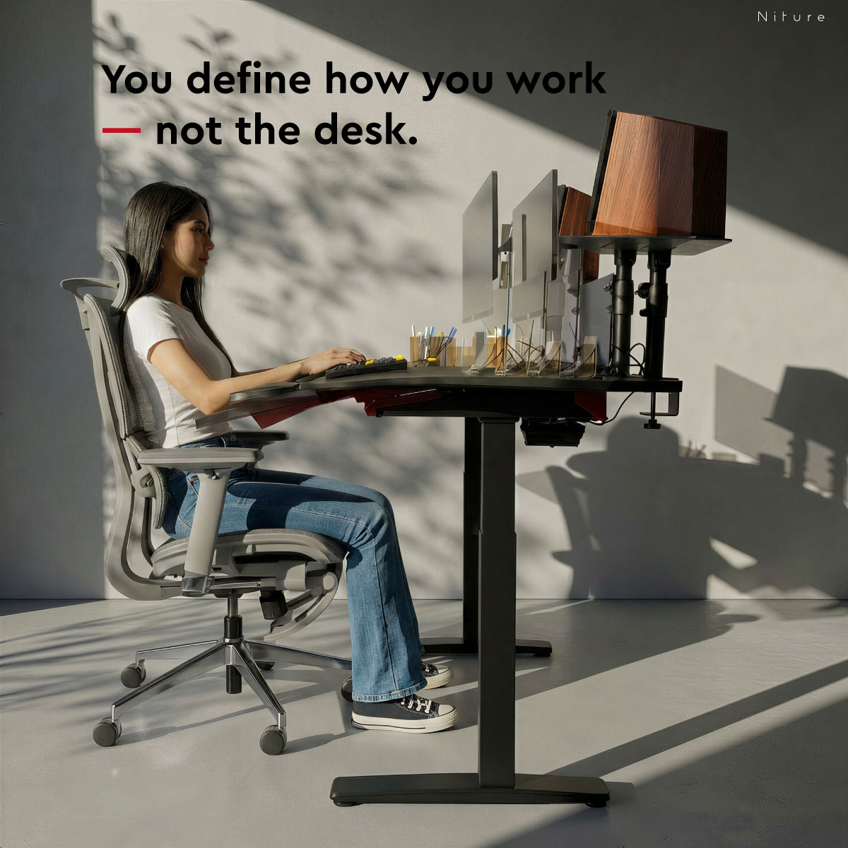 Accessories included with the Niture TILT standing desk