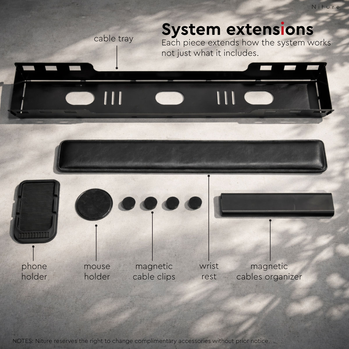 Niture TILT standing desk size and dimension information
