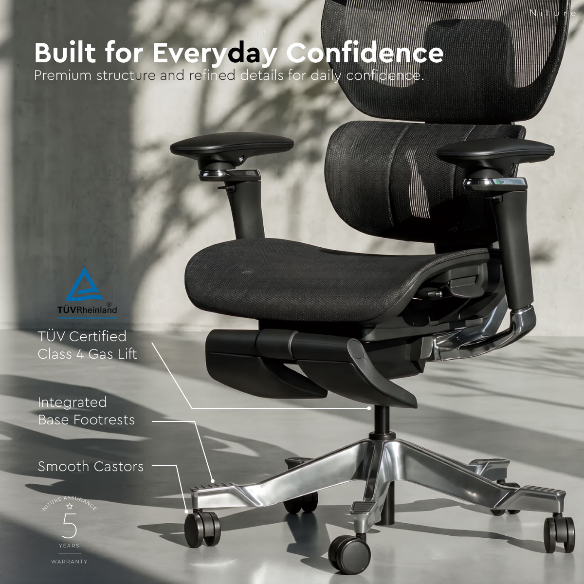 UltraSinc certified Class 4 gas lift, aluminium base, castors and warranty