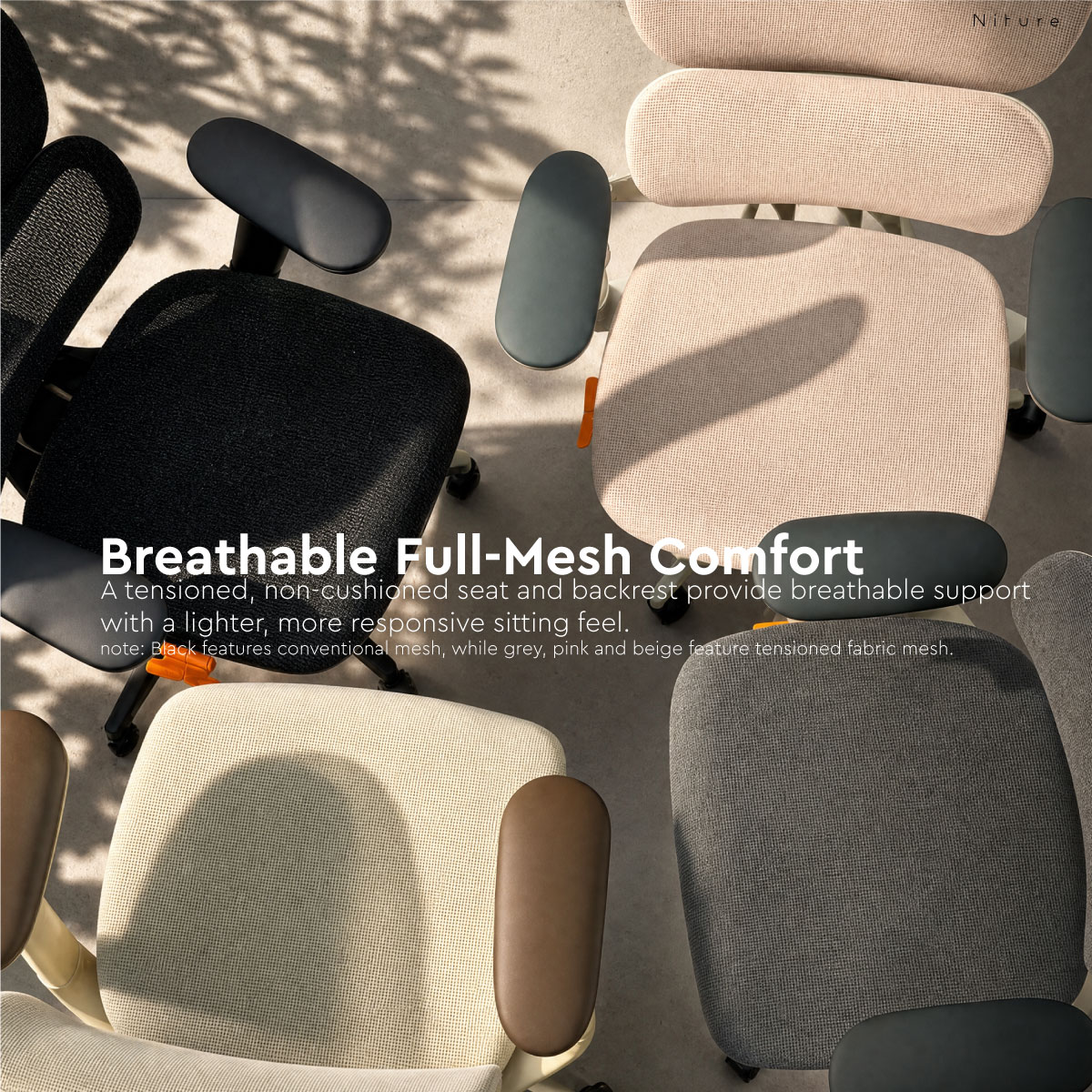 SINC Air seat-depth adjustment and breathable full-mesh comfort