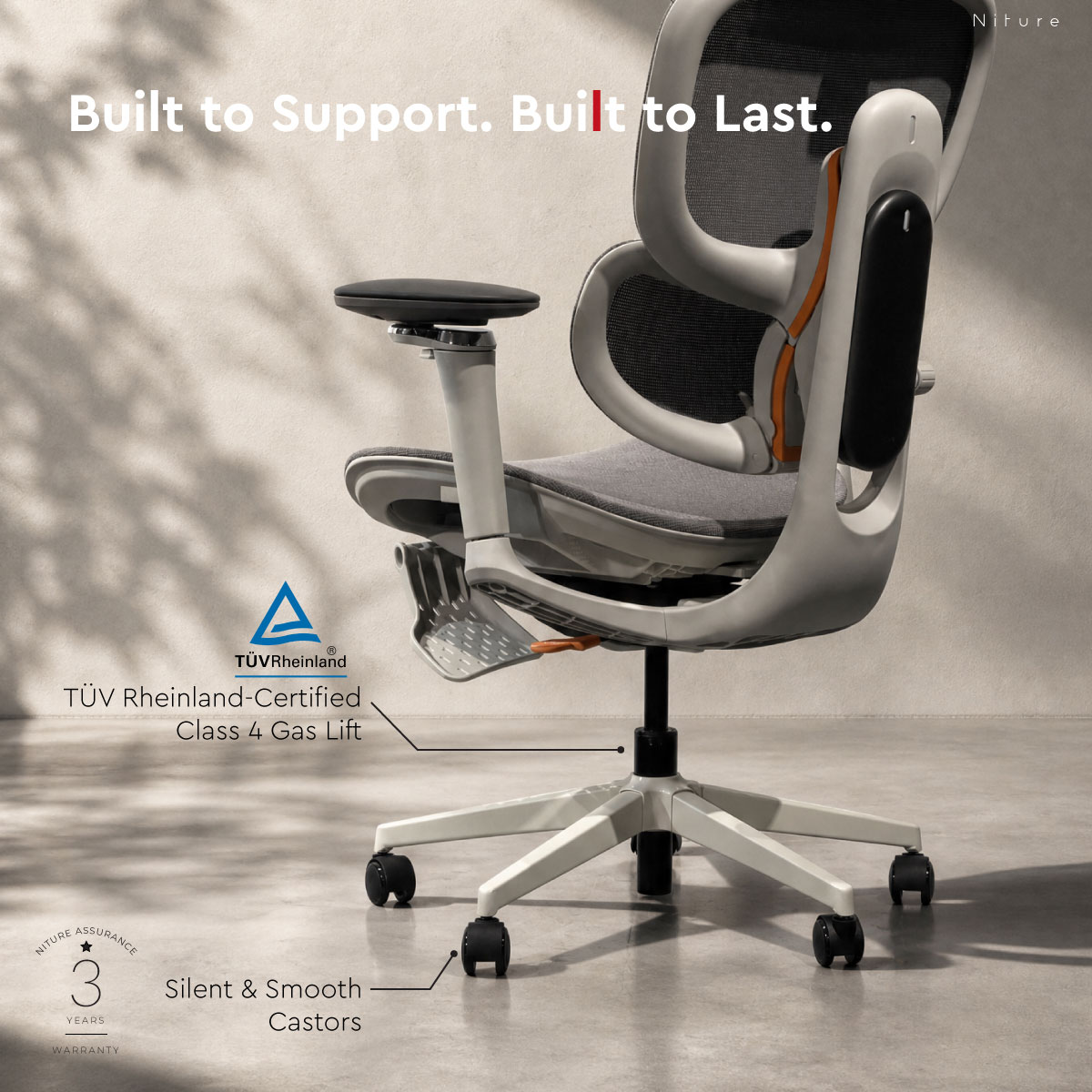 SINC Air build quality gas lift castors and three-year warranty