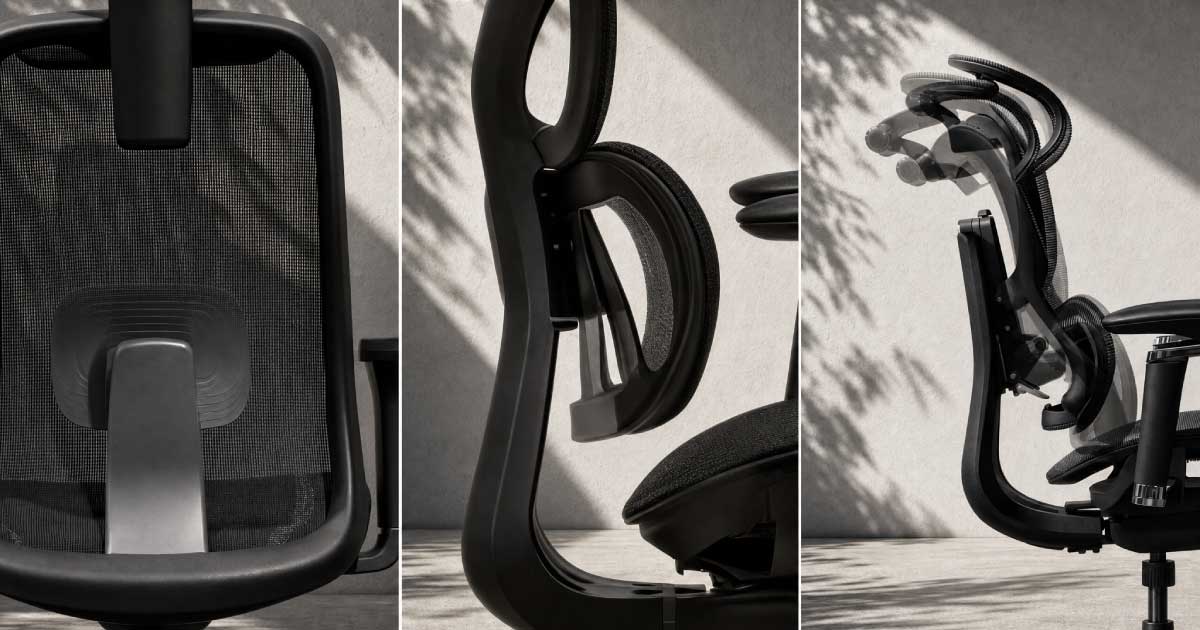 Niture SINC ergonomic chair showing lumbar support movement from upright sitting to recline