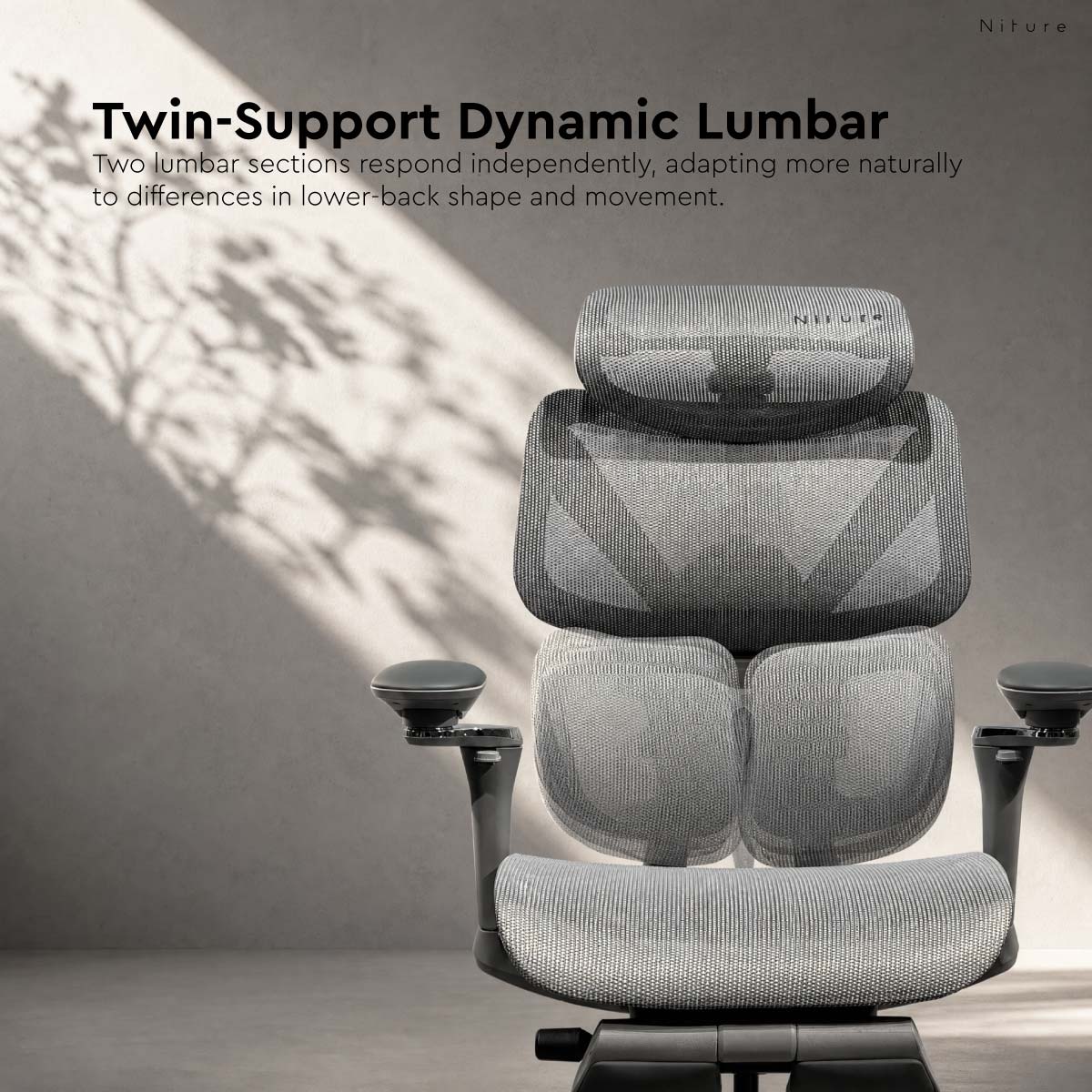 SINC 2 Twin-Support Dynamic Lumbar with two responsive lower-back support sections