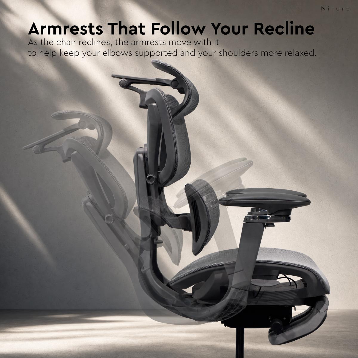 SINC 2 armrests following the chair through recline positions