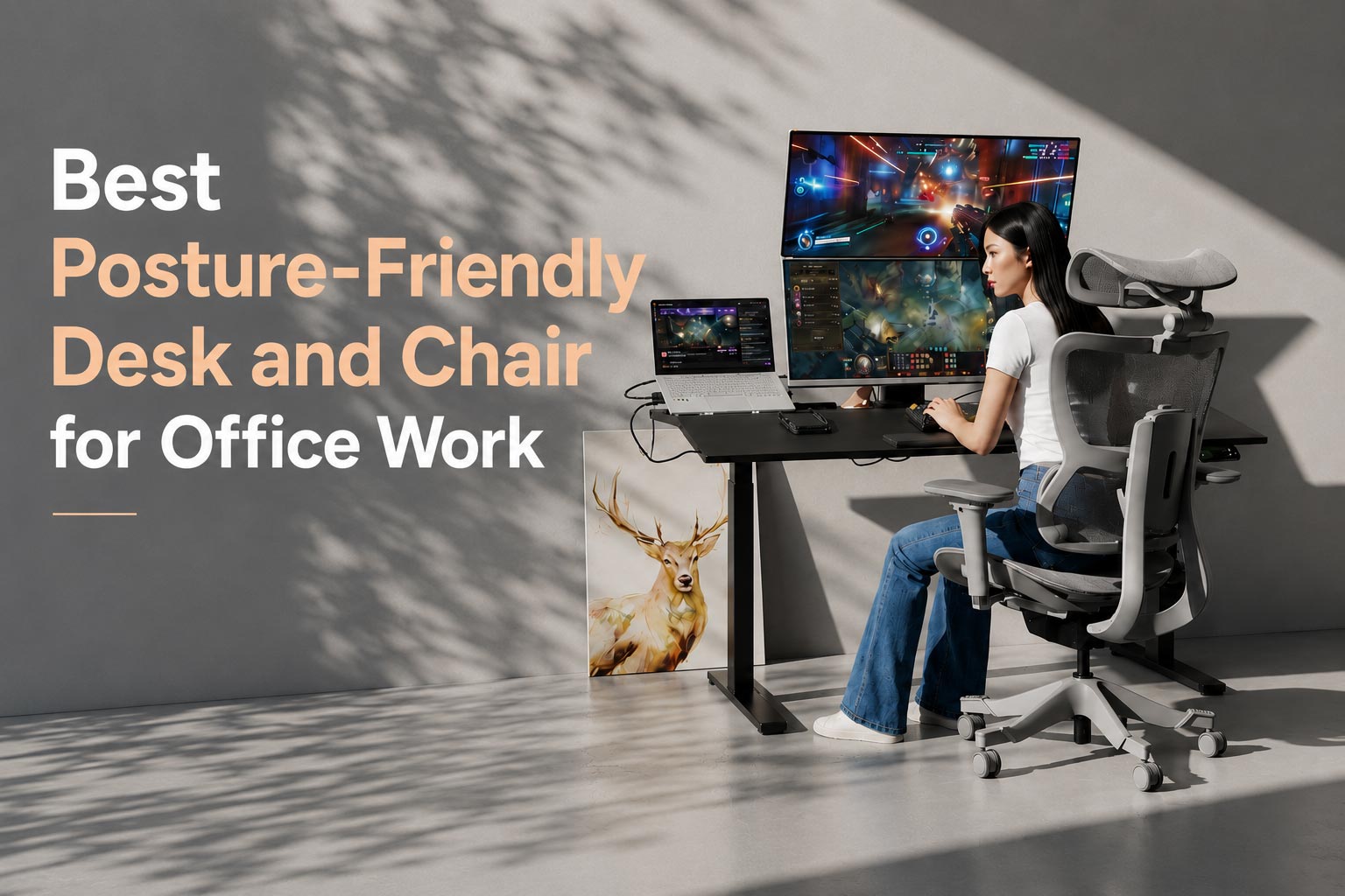 Niture ergonomic desk and chair setup for office work in Malaysia